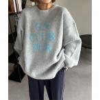 ニット セーター ジャガード ロゴBIGニット レディース