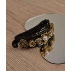 ショッピングバナナクリップ ヘアクリップ 「resonance」ハニービーモチーフ パール×カラーストーン バナナクリップ