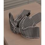 ヘアクリップ 「resonance」ギンガムチェック リボンバナナクリップ