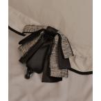 ヘアクリップ 「resonance」クラシカル ツイード調 リボンバナナクリップ