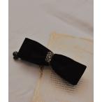 ヘアクリップ 「resonance」ベロア キラキラ クラッシュストーン リボンバナナクリップ