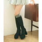 ブーツ 「25AW新作」「R＆E」プラットフォームシックヒールストレッチロングブーツ レディース