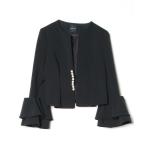 「YOKO CHAN」 フリルノーカラージャケット 38 ブラック レディース