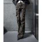 「me+em select」 ブーツカットデニムパンツ MEDIUM カーキ レディース