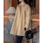 ショッピングチュニック ステンカラーコート コート ダブルボタンチュニックコート レディース