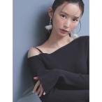 ショッピングパール ニット セーター 「追加生産」アシメパールチェーンワンショルニット レディース