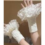 ショッピングアームカバー アームカバー 「urge select」フリル×りぼん ニット アームカバー(ショート丈) レディース