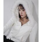 パーカー 「 ２color 」フェイクファーフーディジップアップパーカー ／ fake fur hooded zipup hoodie レディース