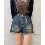 ジーンズ デニム デニムパンツ チェーンツキショートパンツ レディース