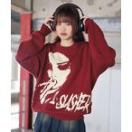 ニット セーター 「2サイズ展開　/　UNISEX　」ATMARKジャガードニット　フェイス柄ニット　クールネックニット レディース メンズ