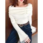 ニット セーター オフショルライクギャザーニット レディース