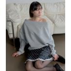 tシャツ 「ワンショルダー/オフショルダーデザイン変更可能」シルバースタッズオフショル/ワンショルオーバーサイズトレーナー レディース