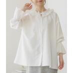 「flower」 長袖ネルシャツ FREE ホワイト レディース