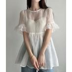 「Meiru」 半袖ブラウス LARGE ホワイト レディース