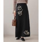 スカート ウールライクフラワー刺繍スカート