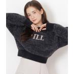 ショッピングラメ ニット セーター  ラメロゴジャガードニット レディース