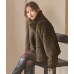 ショッピングリボン ブルゾン アウター 「 小澤美里さんコラボ 」 リボンブローチつきエコファーショートコート レディース