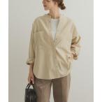 ショッピングバンド ブラウス シャツ 微起毛バンドカラーシャツ レディース