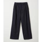 パンツ 「conte」フランネル ストライプ タックワイドパンツ レディース