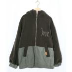 ショッピングブルゾン ブルゾン アウター ScoLar(スカラー) ネコ刺繍ボア×デニム異素材切替ブルゾン レディース