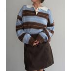 ショッピングボーダー ニット セーター ラガーボーダーシャギーニット レディース