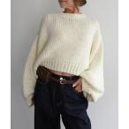 ニット セーター バルーンスリーブショートニット レディース