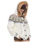 カーディガン 韓国ファッション ファー付きフードノルディックカーディガン レディース