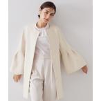 ノーカラーコート コート フレアスリーブミドルコート「洗濯機OK」 レディース