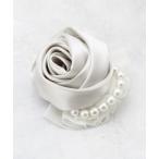 ブローチ フェイクパールローズコサージュ レディース