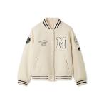 ショッピングワッペン ジャケット ノーカラージャケット ワッペンスタジアムジャンバー レディース