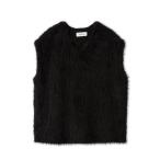 ベスト ジレ Vネックシャギーニットベスト レディース
