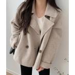 ピーコート pコート メルトン襟付きダブルブレストジャケット レディース