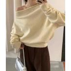 ニット セーター オフショルダーニットトップス レディース