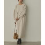 ワンピース 「静電気防止」やわもちヤーン ぽわん袖ワンピース