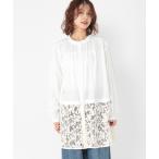 ブラウス シャツ レースドッキングチュニックブラウス レディース