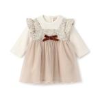 ベビー服 ロンパース お花チュールドッキングOPロンパース