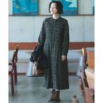 ワンピース ＴＨＲＥＥ　ＦＩＦＴＹ　ＳＴＡＮＤＡＲＤシックな花柄のシャツワンピース「ダークネイビー」