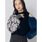 ニット セーター ショルダーフラワーシャギーニット レディース