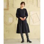 ショッピングティアード ワンピース 「吸湿発熱/保温性」異素材切替ティアードワンピース