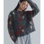 カーディガン 2way花柄シャギーニットカーディガン レディース