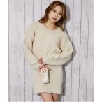 ワンピース 「ケーブル編み×ゆるシルエット」レディース ニット ミニワンピ 体型カバー 秋冬