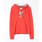 ショッピングAbercrombie 「Abercrombie&Fitch」 刺繍プルオーバーパーカー L レッド レディース