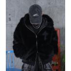 ショッピングファー ブルゾン アウター AW クロスモチーフ ストレートファー フーディーブルゾン メンズ レディース ユニセックス 「MAROCORE」 メンズ レディ