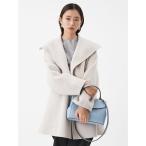 ステンカラーコート コート 共ベルト付きビックカラーミディ丈コート レディース