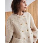 ジャケット ノーカラージャケット 金釦カールファージャケット レディース