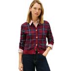 ニット セーター タータンフラッグジャカードクルーネックカーディガン レディース