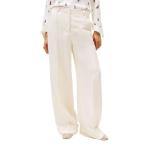 チノパン ビスコースリネンワイドレッグパンツ レディース