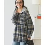 ブラウス シャツ フード付きシャギーチェックシャツ レディース