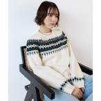ニット セーター ノルディック柄ニットプルオーバー レディース
