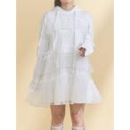 ワンピース ミルキーアイレットチュールワンピース